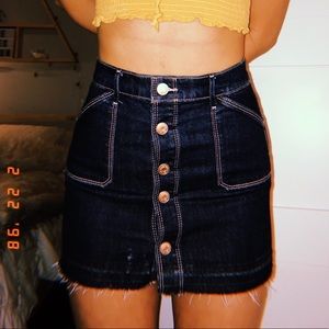 Denim Button Down Mini Skirt | Fits size 23”, 00